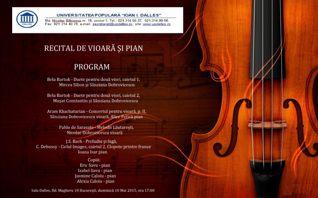 recital de vioara si pian 10 mai 2015