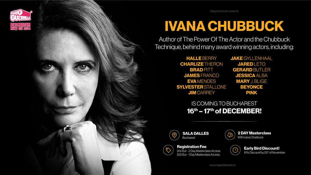 Ivana Chubbuck din nou în România cu un masterclass de excepție, la Dalles!