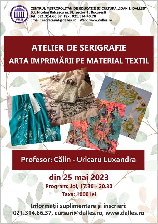 Curs de Serigrafie - Arta imprimării pe material textil