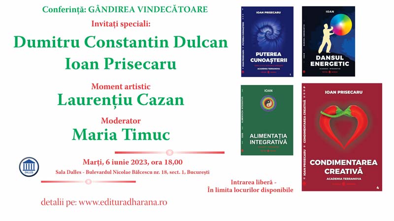 Gândirea vindecătoare. Lansare de carte „Condimentarea creativă”.